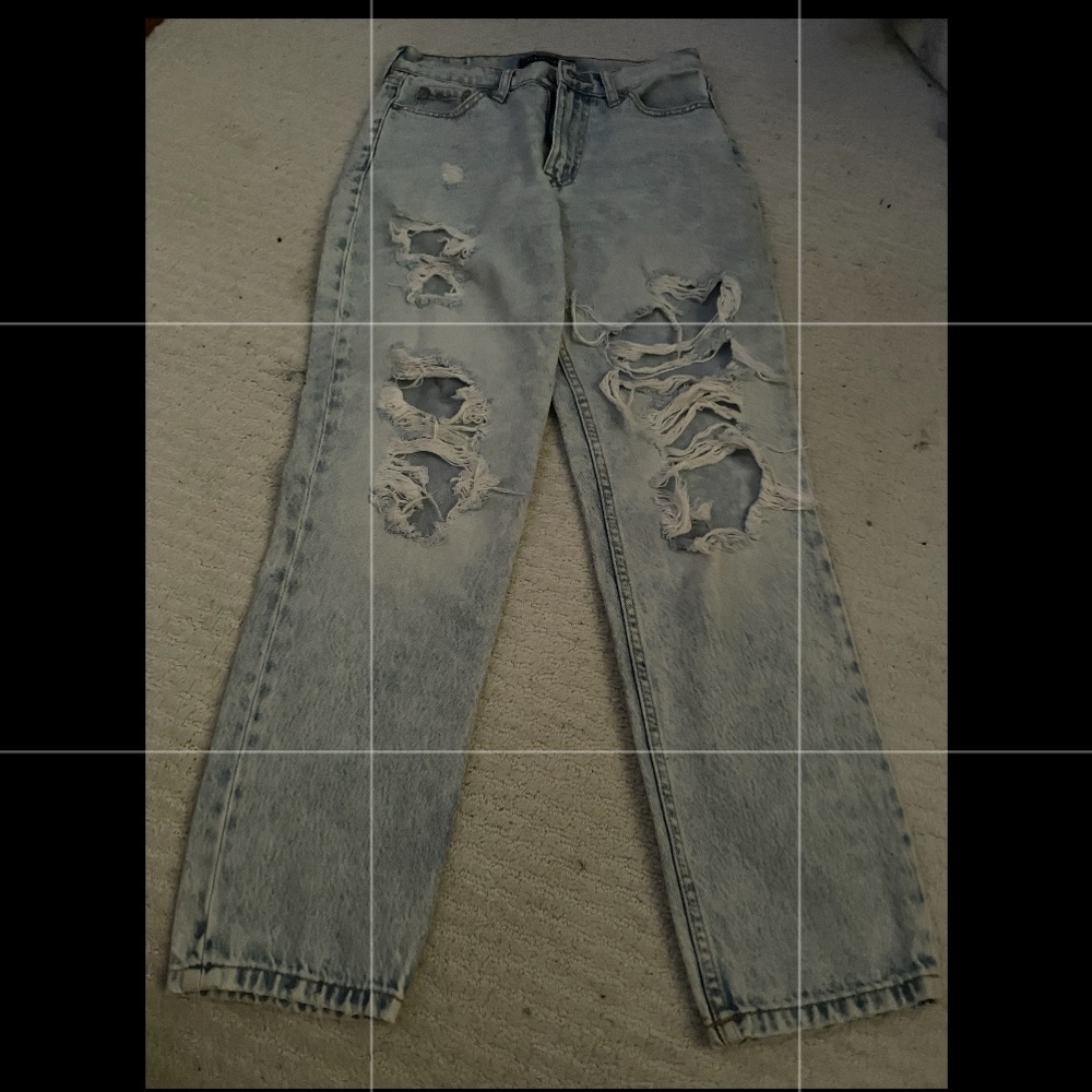 light wash ripped mom jeans